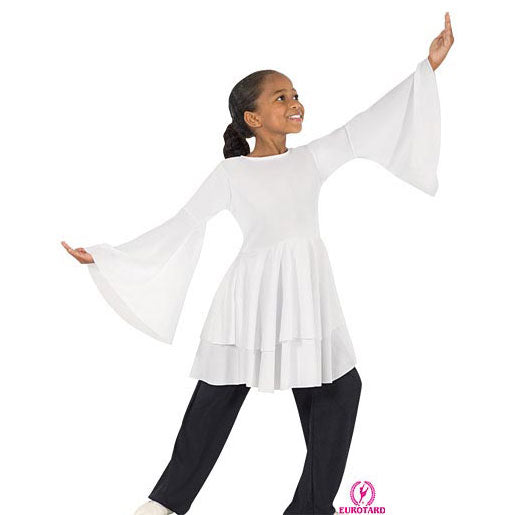 Eurotard Polyester Peplum Top Child S/M White - DanceSupplies.com