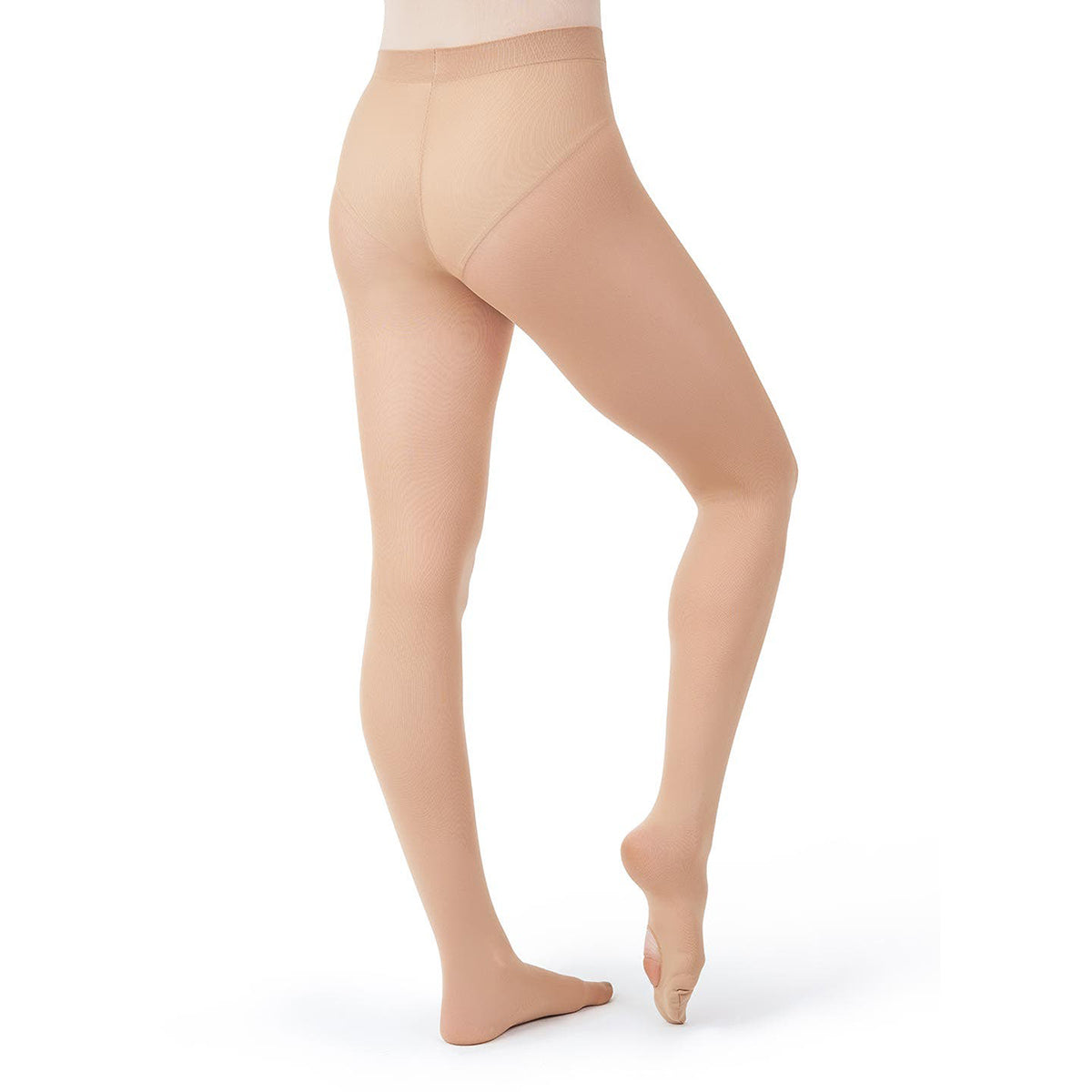 Capezio Ultra Soft Self Knit Waistband Adult Transition Tights Adult S/M Caramel - DanceSupplies.com