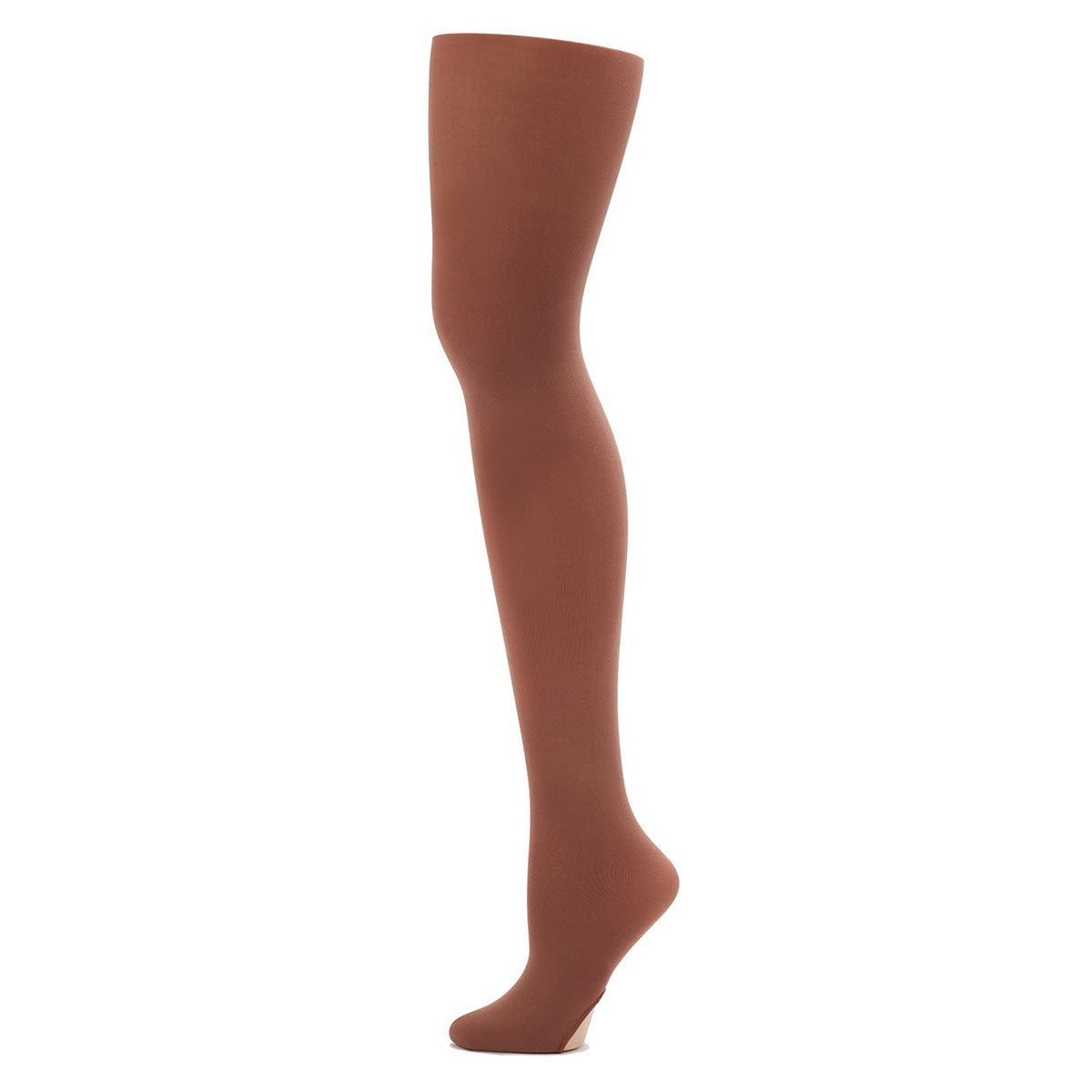 Capezio Ultra Soft Self Knit Waistband Adult Transition Tights Adult S/M Mocha - DanceSupplies.com