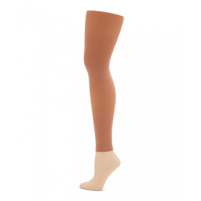 Capezio Ultra Soft Self Knit Waistband Girl's Footless Tights Suntan  - DanceSupplies.com