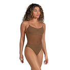 Bloch Ladies Cordelia Mesh Panel Bodysuit Adult P Almond - DanceSupplies.com