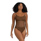 Bloch Ladies Cordelia Mesh Panel Bodysuit Adult P Cocoa - DanceSupplies.com