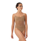 Bloch Ladies Cordelia Mesh Panel Bodysuit Adult P Tan - DanceSupplies.com