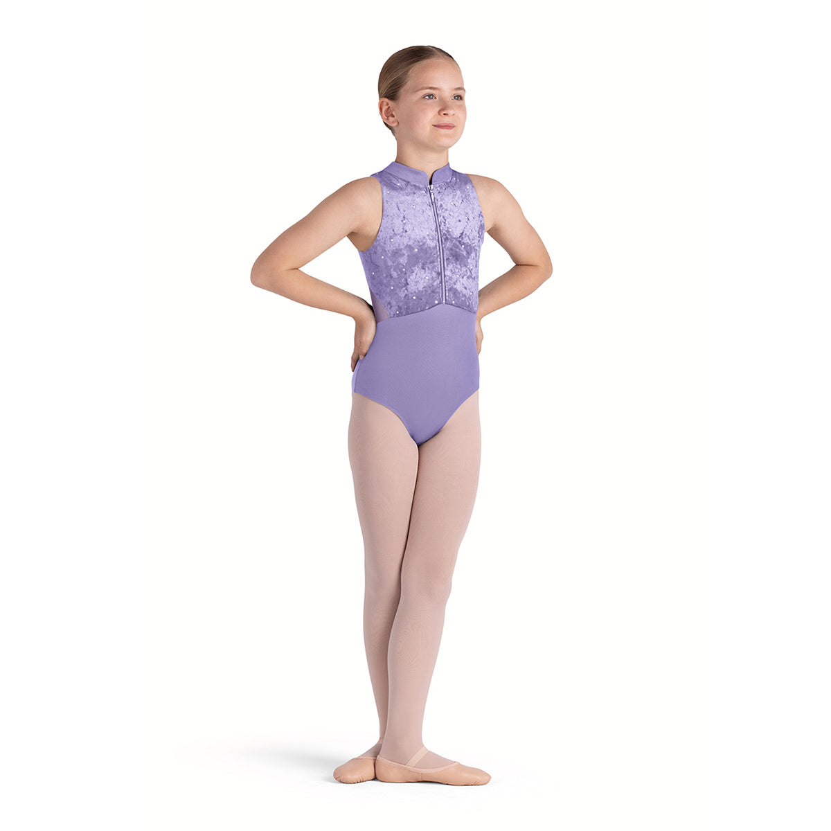 Bloch Girls Tanya Zip Front Leotard Child 2-4 Lilac - DanceSupplies.com