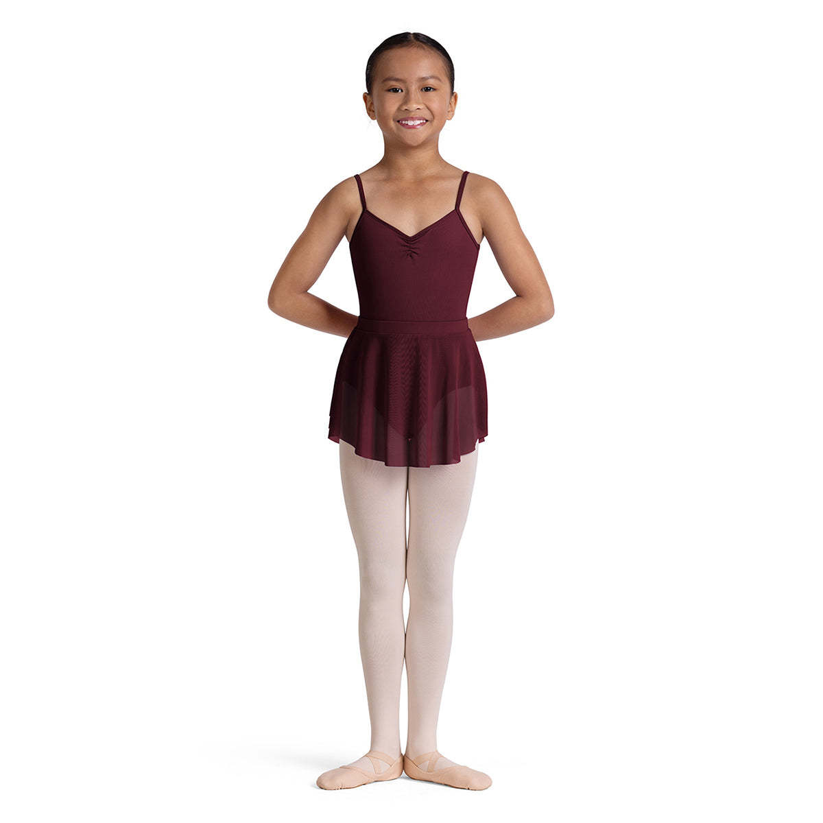 Bloch Child's Viola Mesh Skirt Child XS/S Burgundy - DanceSupplies.com