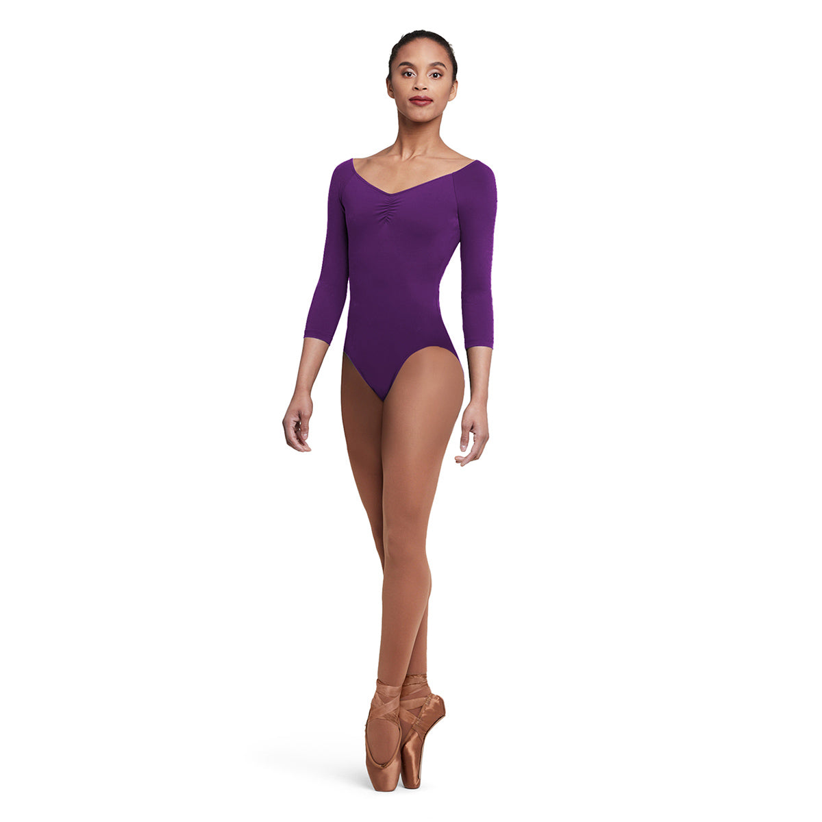 Bloch Ladies Dana 3/4 Sleeve Leotard Adult P Aubergine - DanceSupplies.com