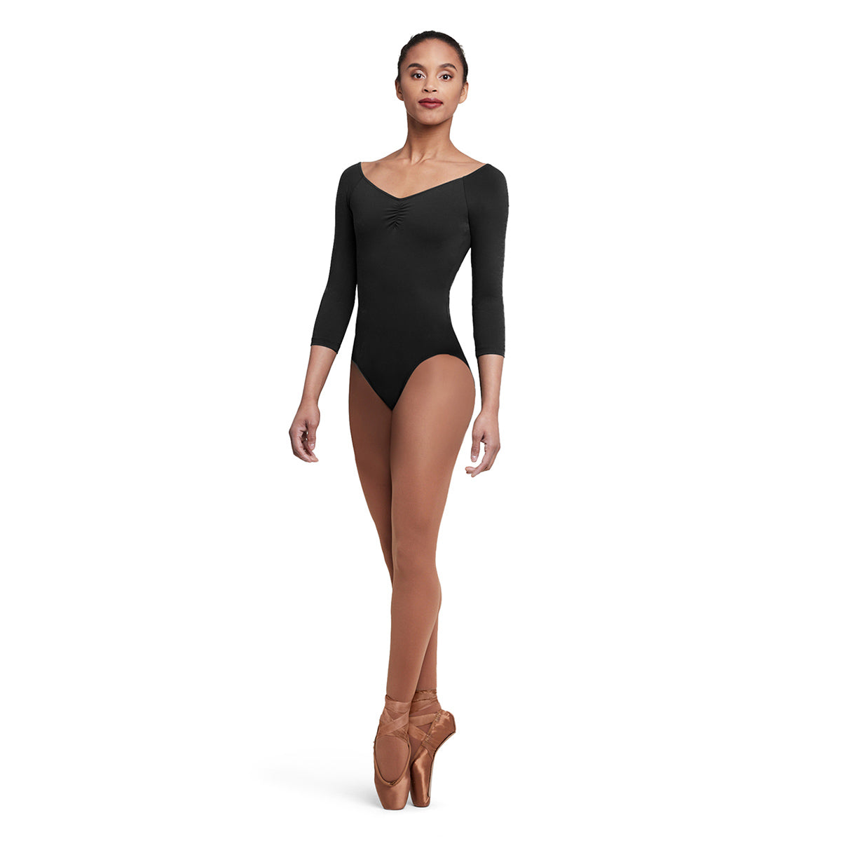 Bloch Ladies Dana 3/4 Sleeve Leotard Adult P Black - DanceSupplies.com