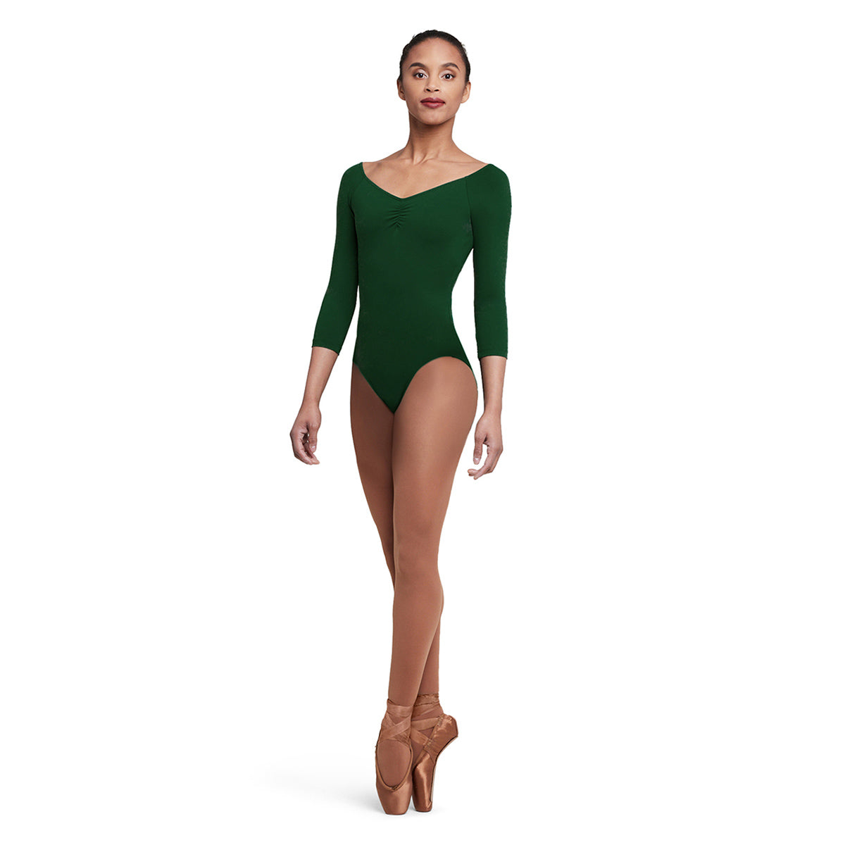 Bloch Ladies Dana 3/4 Sleeve Leotard Adult P Evergreen - DanceSupplies.com