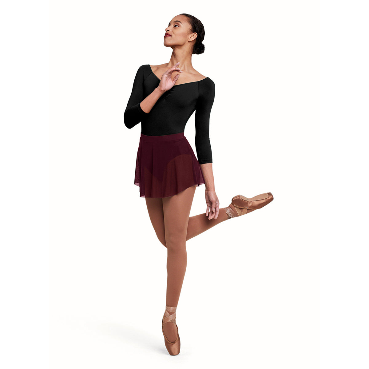 Bloch Adult Jaye Mesh Skirt Adult P/S Burgundy - DanceSupplies.com