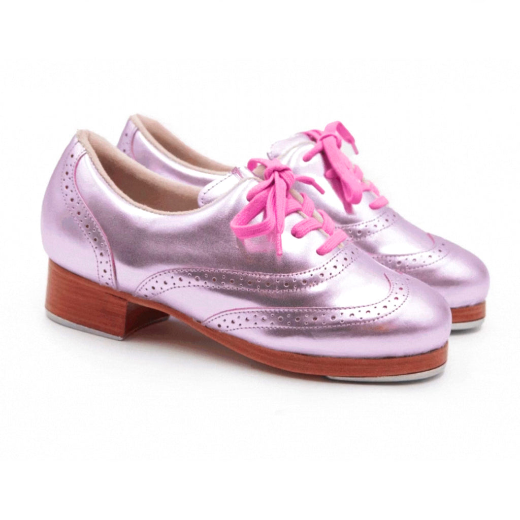 Capezio Roxy Tap Shoes - Limited Edition Adult 6.5 Medium Metallic Light Pink- DanceSupplies.com