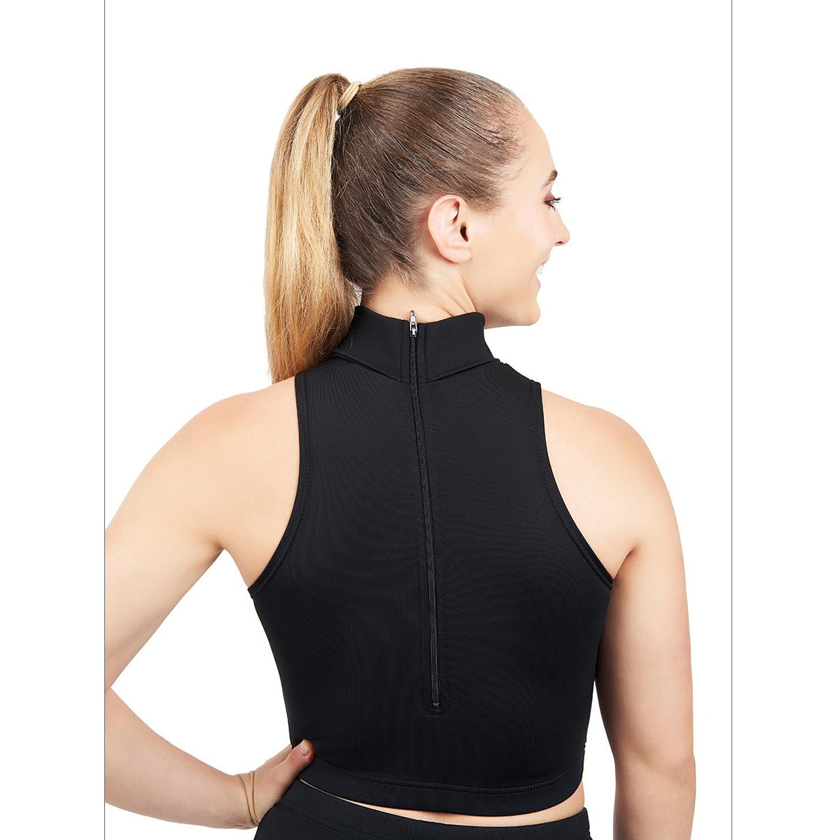 Capezio Adult Mock Neck Top Adult XS Black - DanceSupplies.com