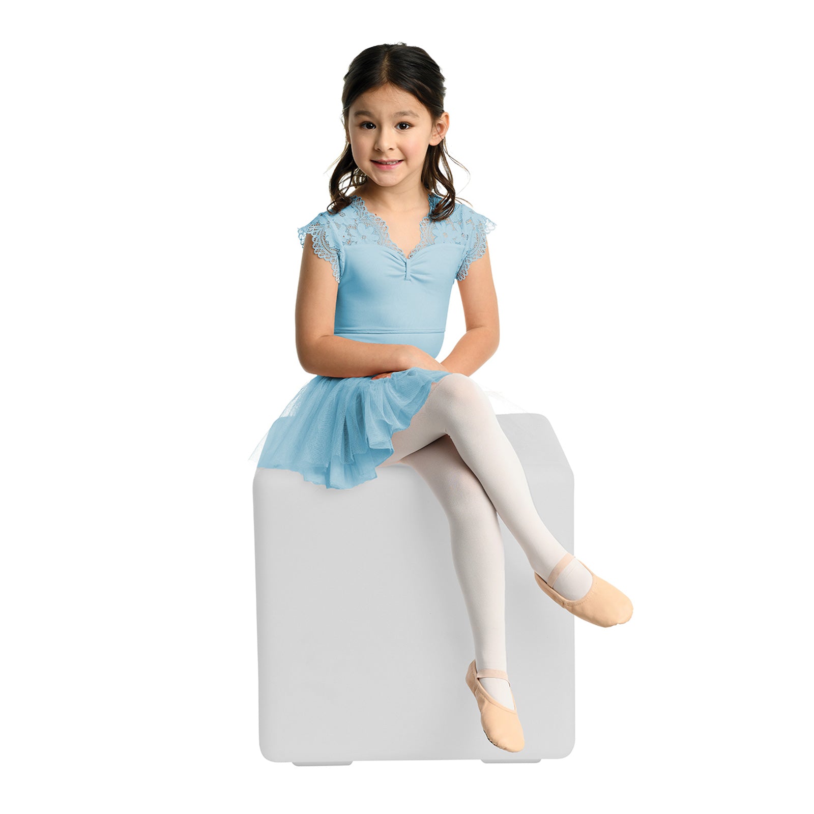 Danznmotion Brielle Cap Sleeve Lace Dress Child 2-4 Blue Ice - DanceSupplies.com