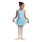 Danznmotion Ainsley Watercolor Floral Tank Tutu Dress Child 2-4 Light Blue - DanceSupplies.com