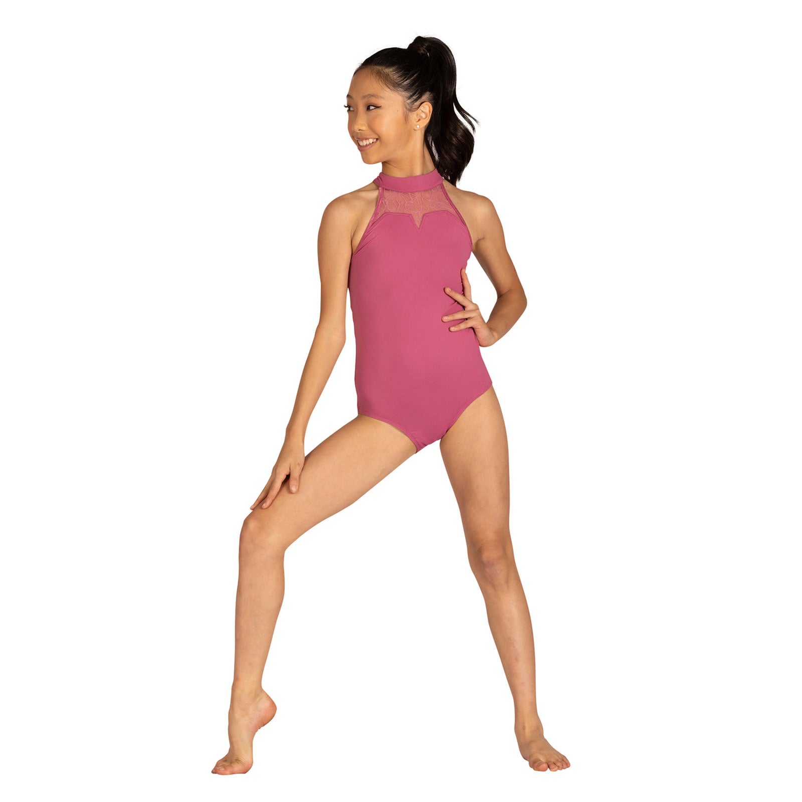 Danznmotion Child Valentina Halter Leotard Child 6X-7 Mauve Haze - DanceSupplies.com