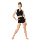 Danznmotion Adult Sloan Zip Front Crop Top Adult P Black - DanceSupplies.com