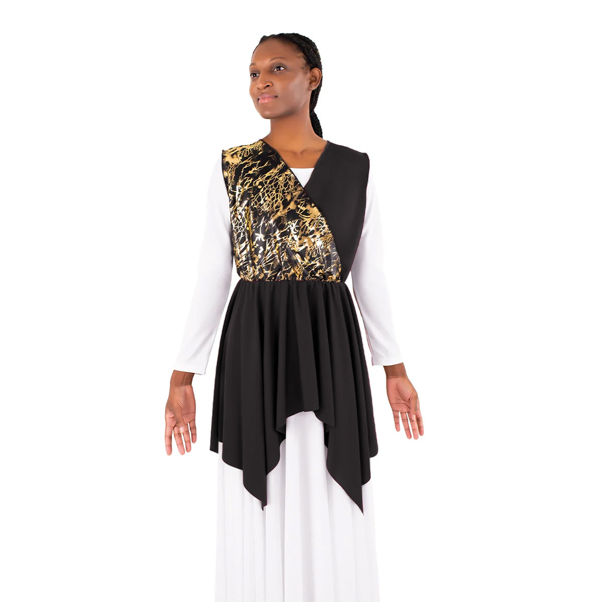 Eurotard Adult High Favor Divinity Tunic Adult S/M Black/Gold - DanceSupplies.com