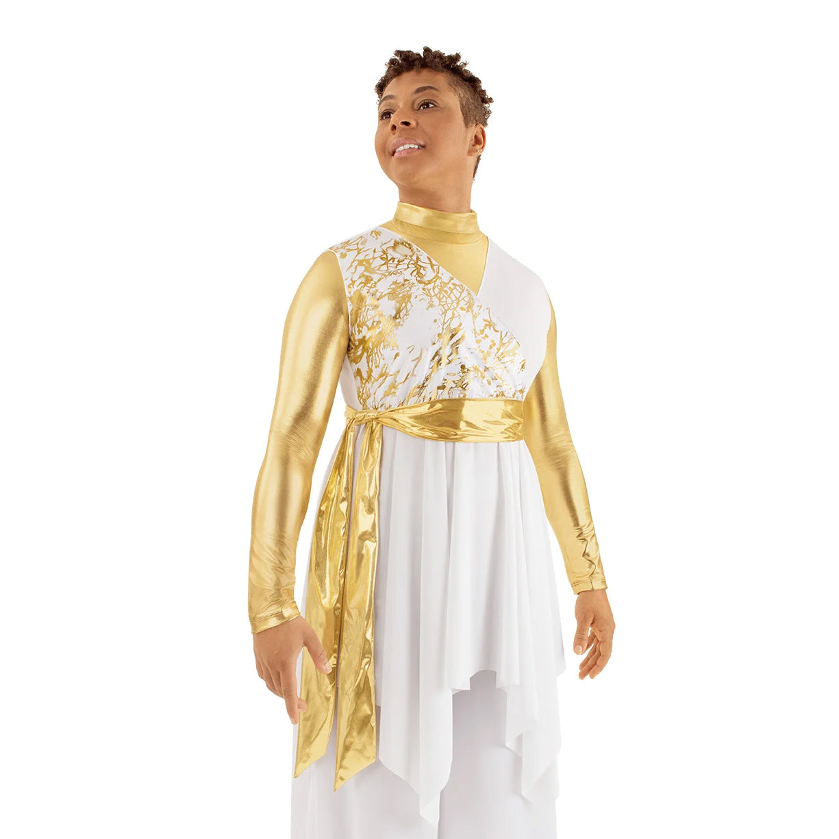 Eurotard Adult High Favor Divinity Tunic Adult S/M White/Gold - DanceSupplies.com