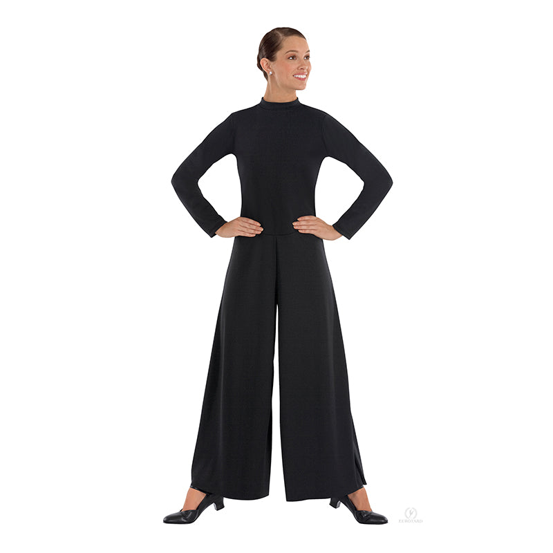 Eurotard High Neck Liturgical Jumpsuit Adult S Black - DanceSupplies.com