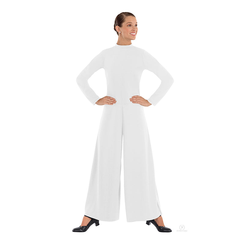 Eurotard High Neck Liturgical Jumpsuit Child S White - DanceSupplies.com