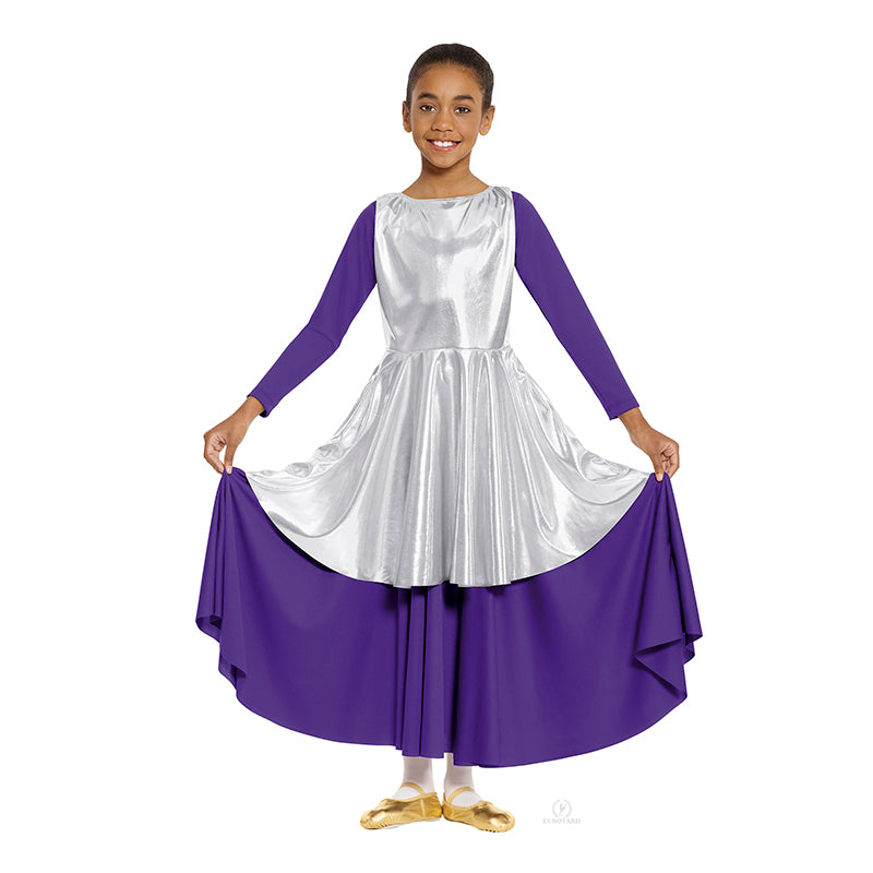 Eurotard Peplum Tunic Child S/M Silver - DanceSupplies.com