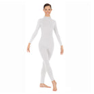 Eurotard Adult Mock Neck Long Sleeve Unitard Adult S White - DanceSupplies.com