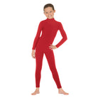 Eurotard Child's Mock Neck Long Sleeve Unitard Child M Red - DanceSupplies.com