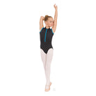 Eurotard Child's Zipper Front Leotard Child I Black/Turquoise - DanceSupplies.com