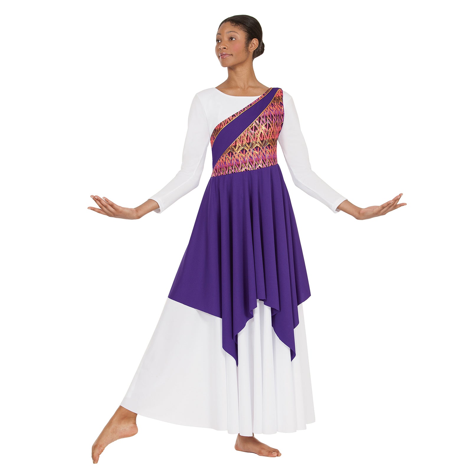 Eurotard Adult Joyful Praise Asymmetrical Tunic Adult S/M Purple - DanceSupplies.com