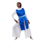 Eurotard Adult Rose of Sharon Satin Four Panel Ephod Adult Royal/Light Blue - DanceSupplies.com