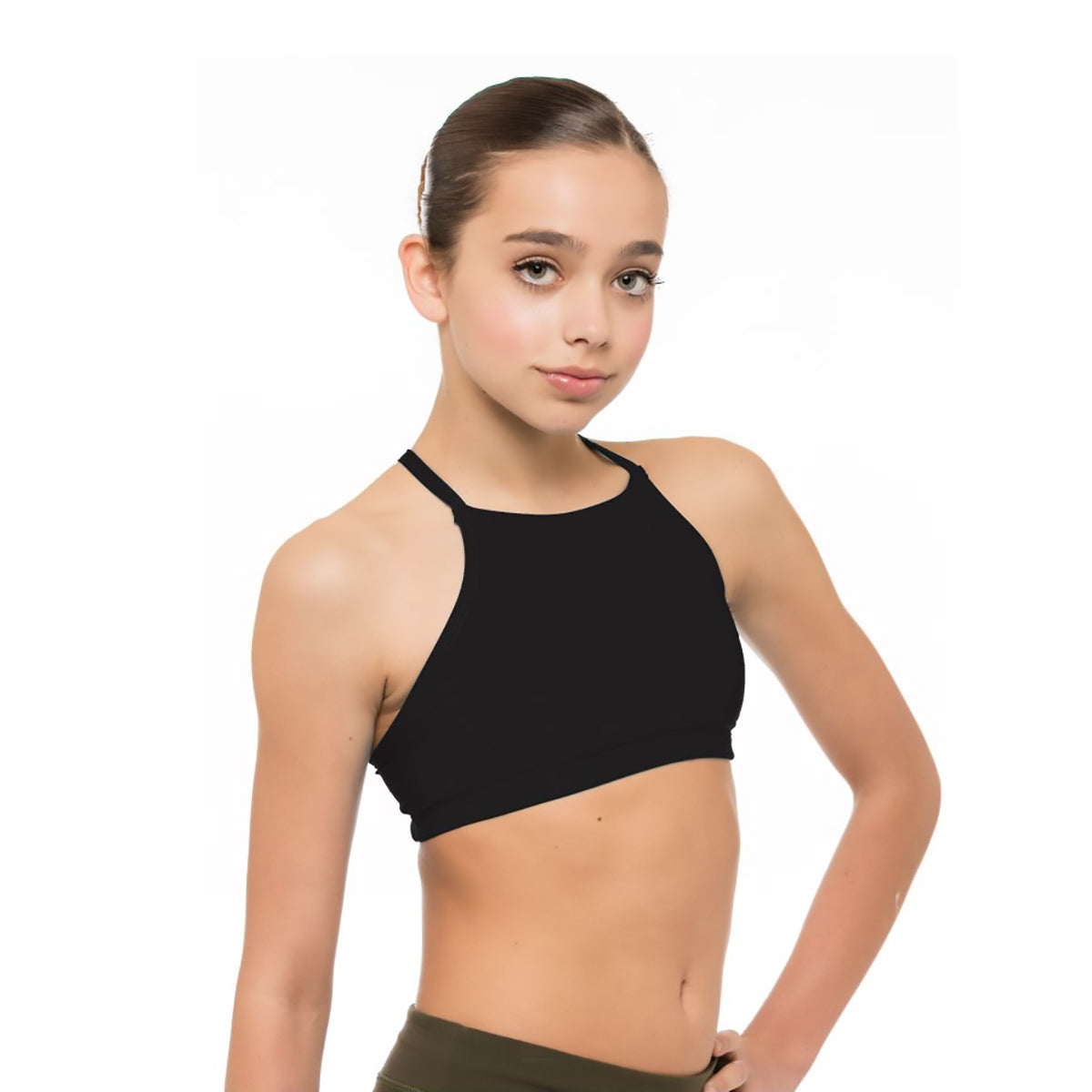 Honeycut Comp Halter Child M Black - DanceSupplies.com