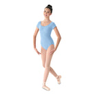 Mirella Cap Sleeve Leotard Adult P Light Blue - DanceSupplies.com