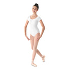 Mirella Cap Sleeve Leotard Adult P White - DanceSupplies.com