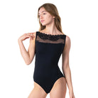 Suffolk Adult Lace Trim Camisole Leotard Adult P Black - DanceSupplies.com