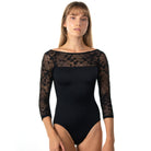 Suffolk Adult Evening Meadow 3/4 Sleeve Leotard Adult P Black - DanceSupplies.com