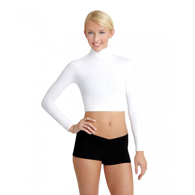 Capezio Adult Turtleneck Long-Sleeve Top Adult XS White - DanceSupplies.com