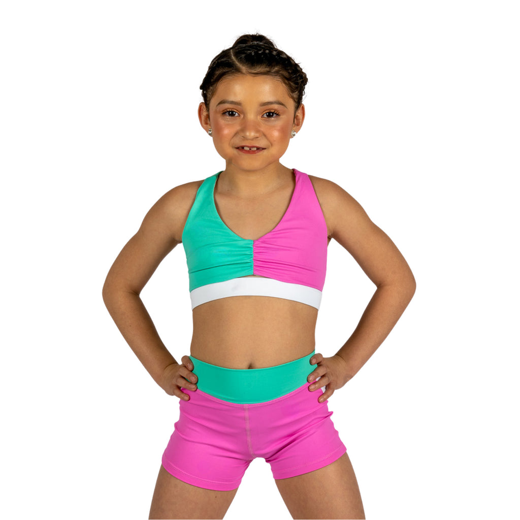 XO Dance Checkmate Shorts Child 4-6 Watermelon Slime - DanceSupplies.com