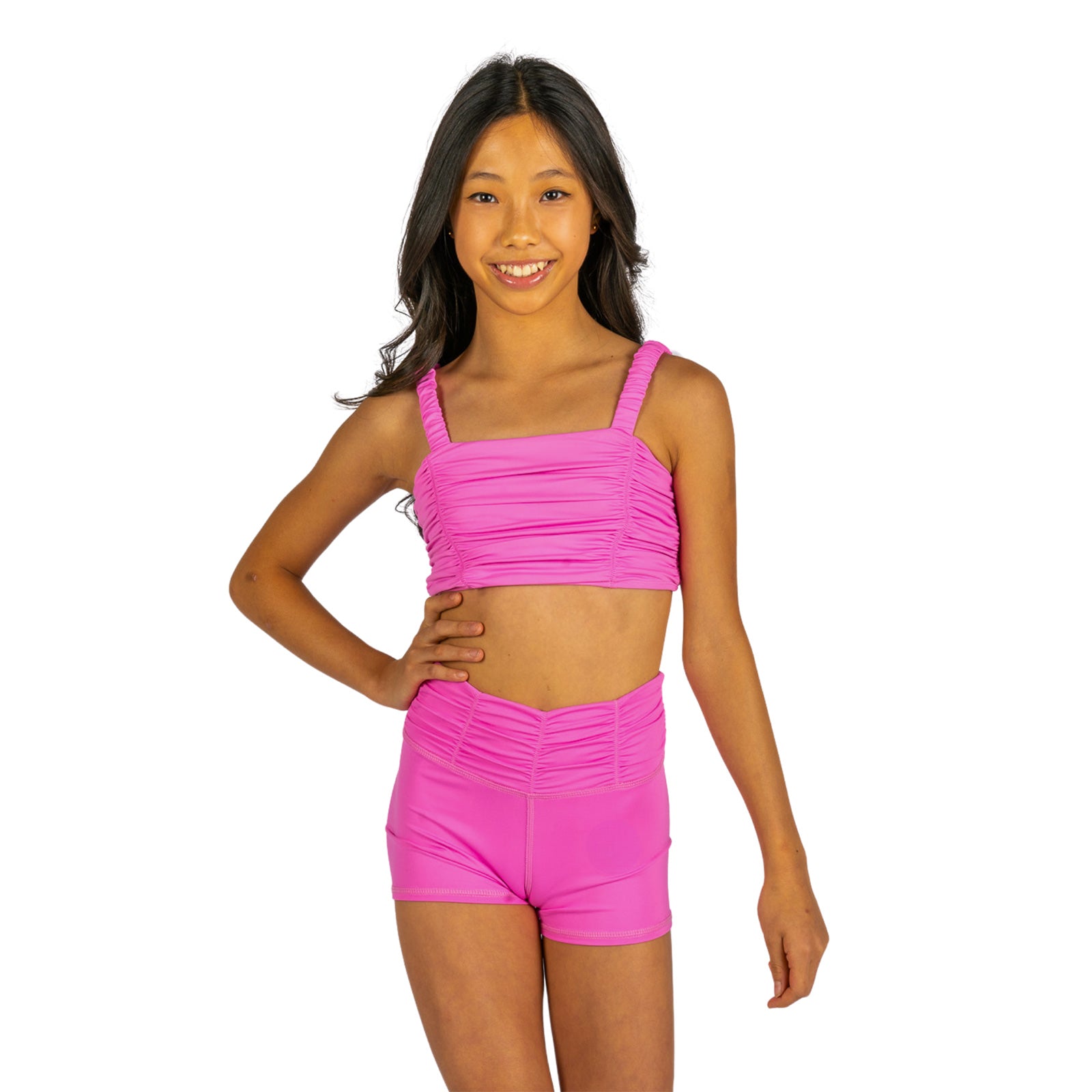 XO Dance Sassy Scrunch Shorts Child 4-6 Pink Pop - DanceSupplies.com