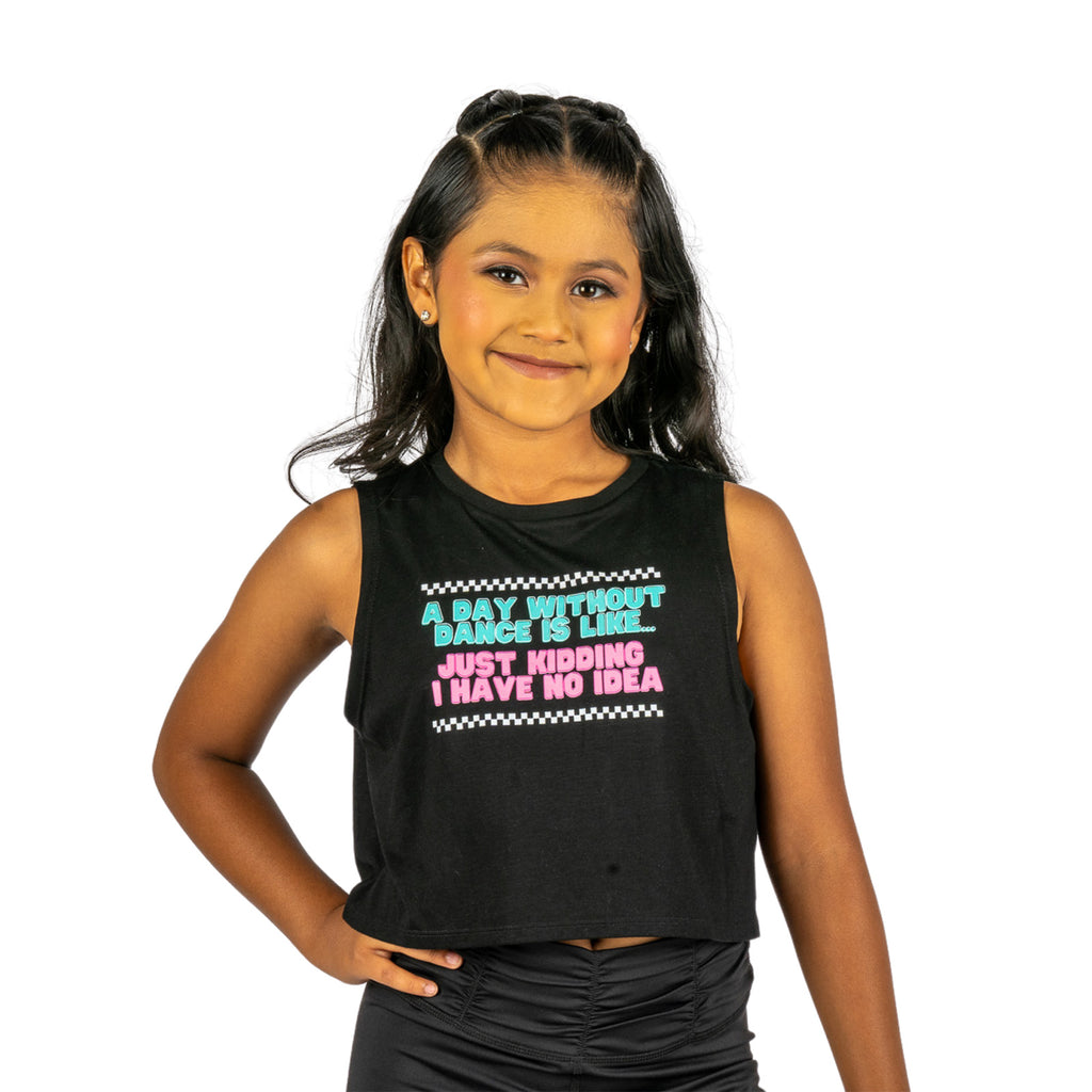 XO Dance A Day Without Dance Tank Top Child 4-6 Black - DanceSupplies.com